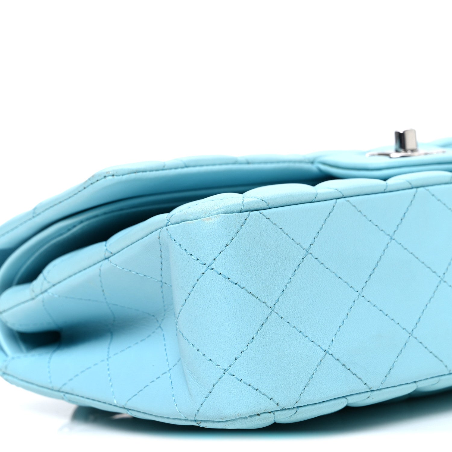 Chanel Lambskin Quilted Medium Double Flap Light Blue