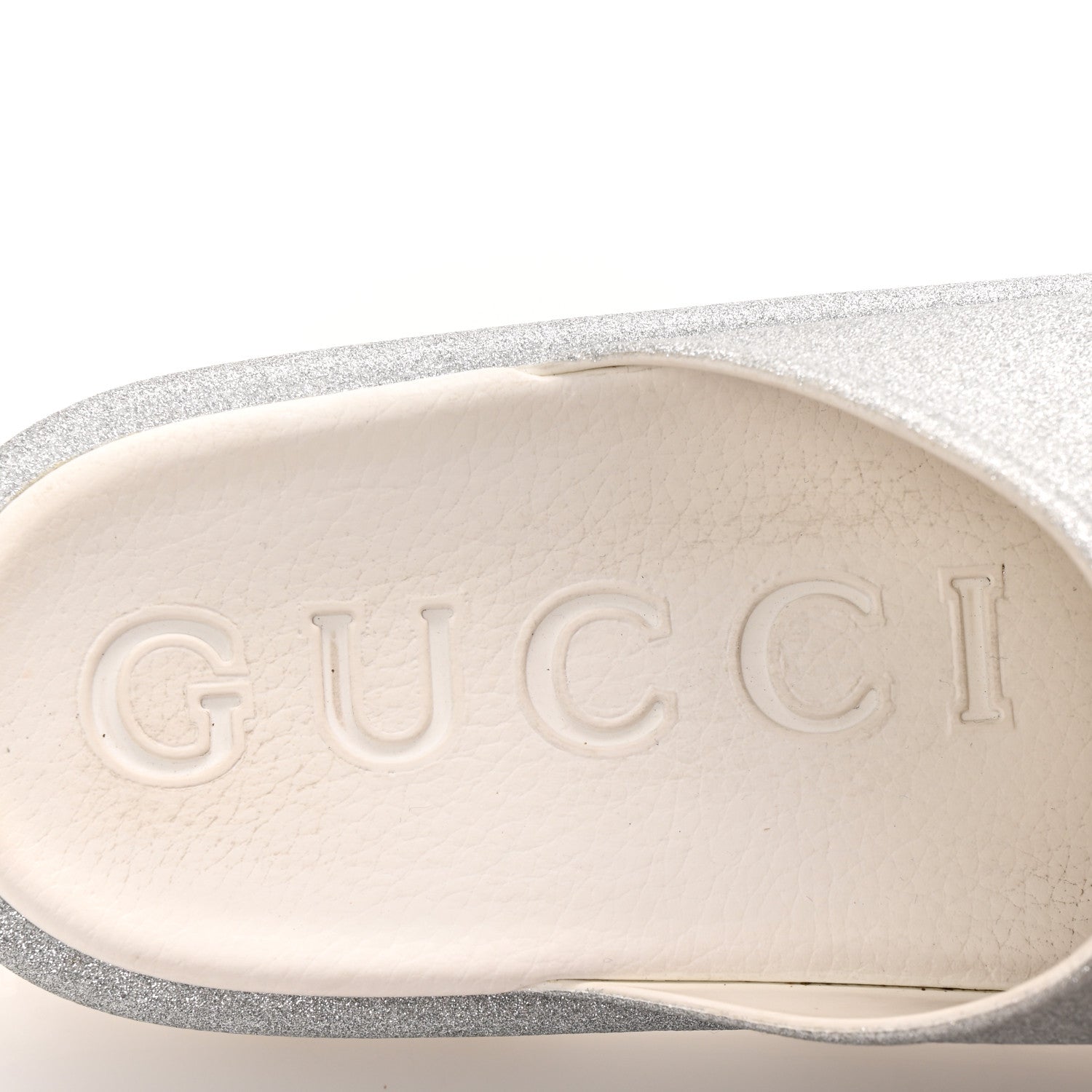 Gucci Glitter Rubber Womens Interlocking G Platform 42mm Slide Sandals 40 Silver