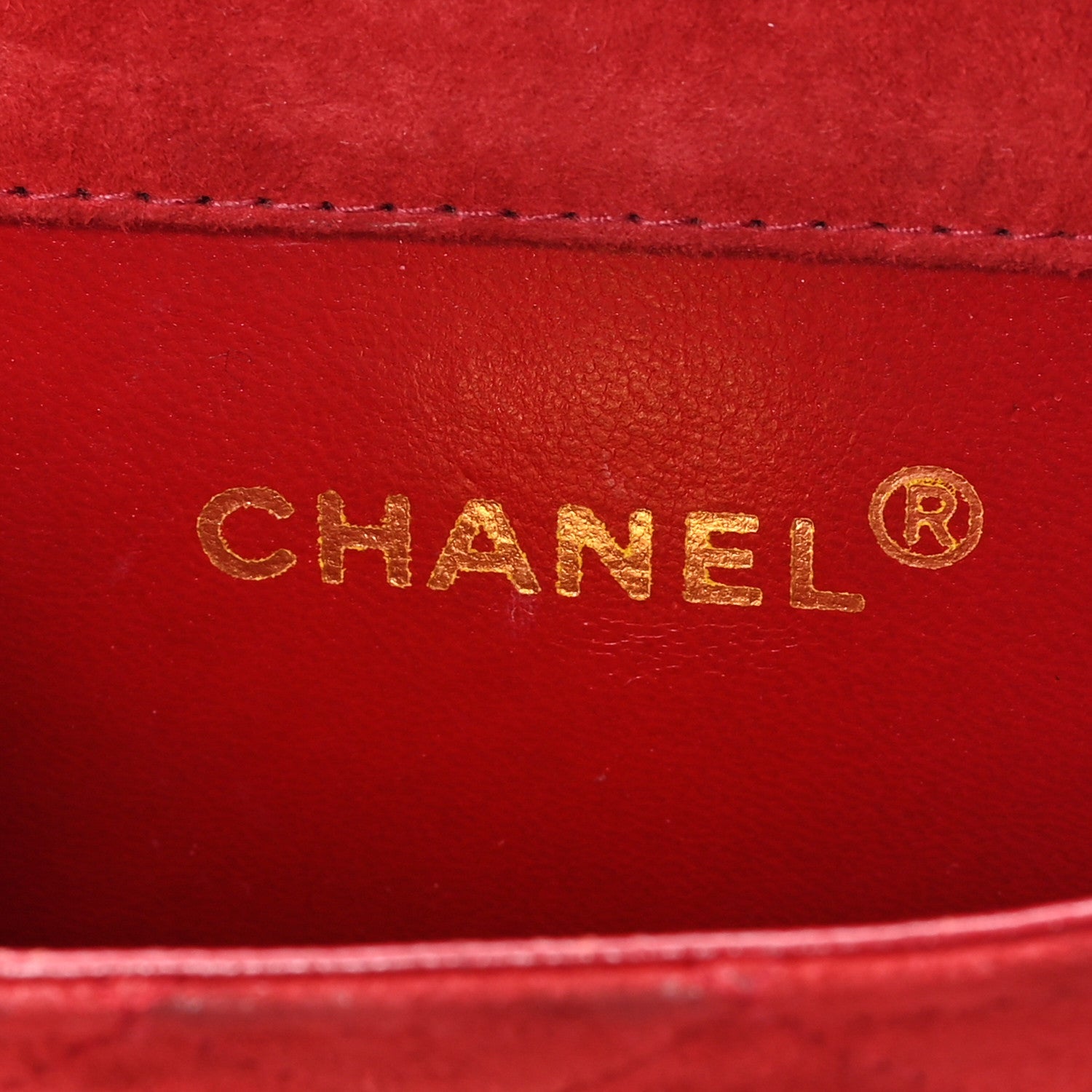 Chanel Suede Quilted Mini Square Flap Red