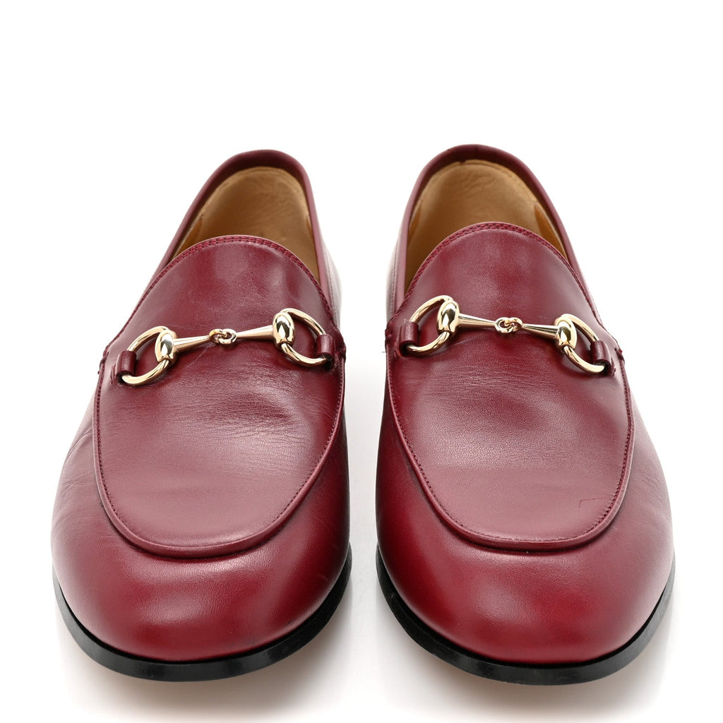 Gucci Betis Glamour Calfskin Womens Jordaan Loafers 37 Rosso Ancora