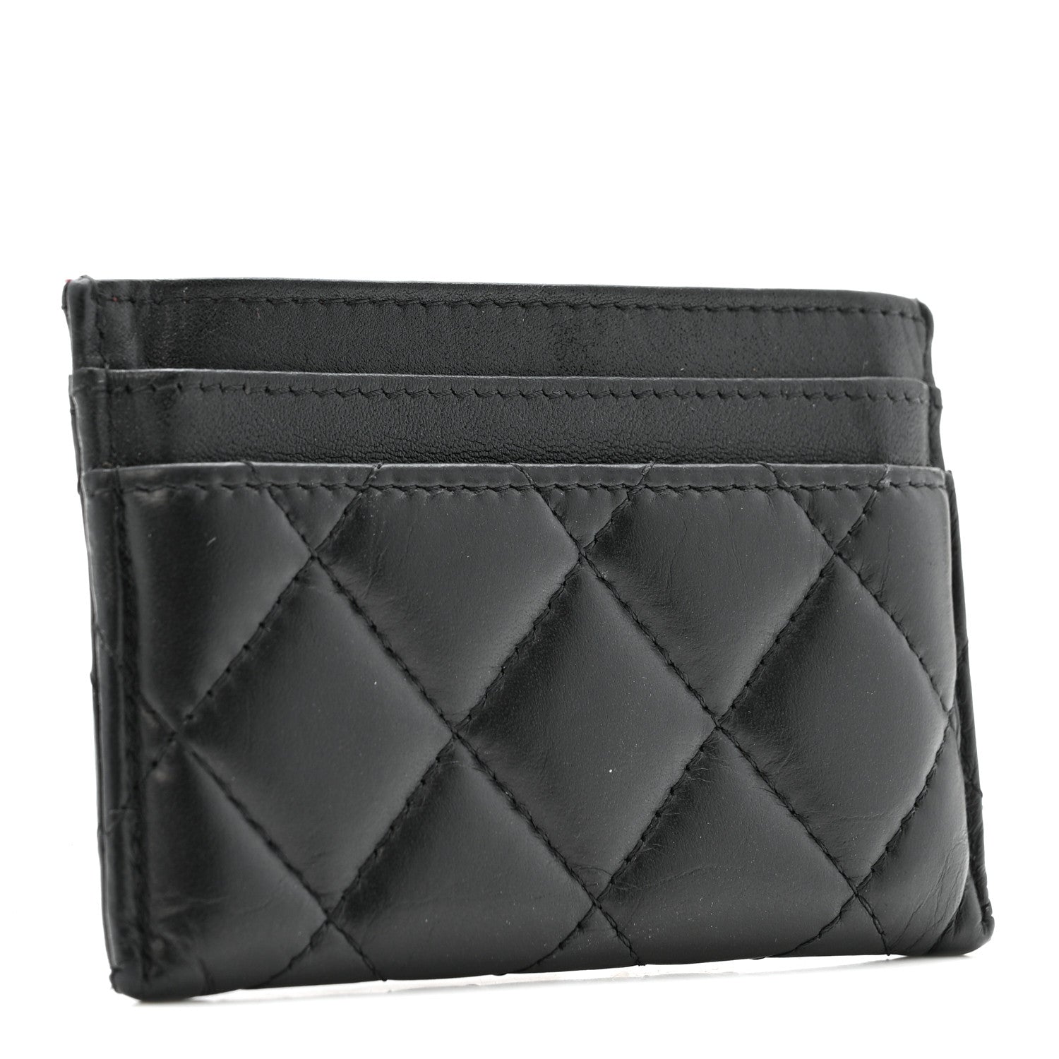 Aged Calfskin Quilted Lucky Charms Reissue Card Holder Black