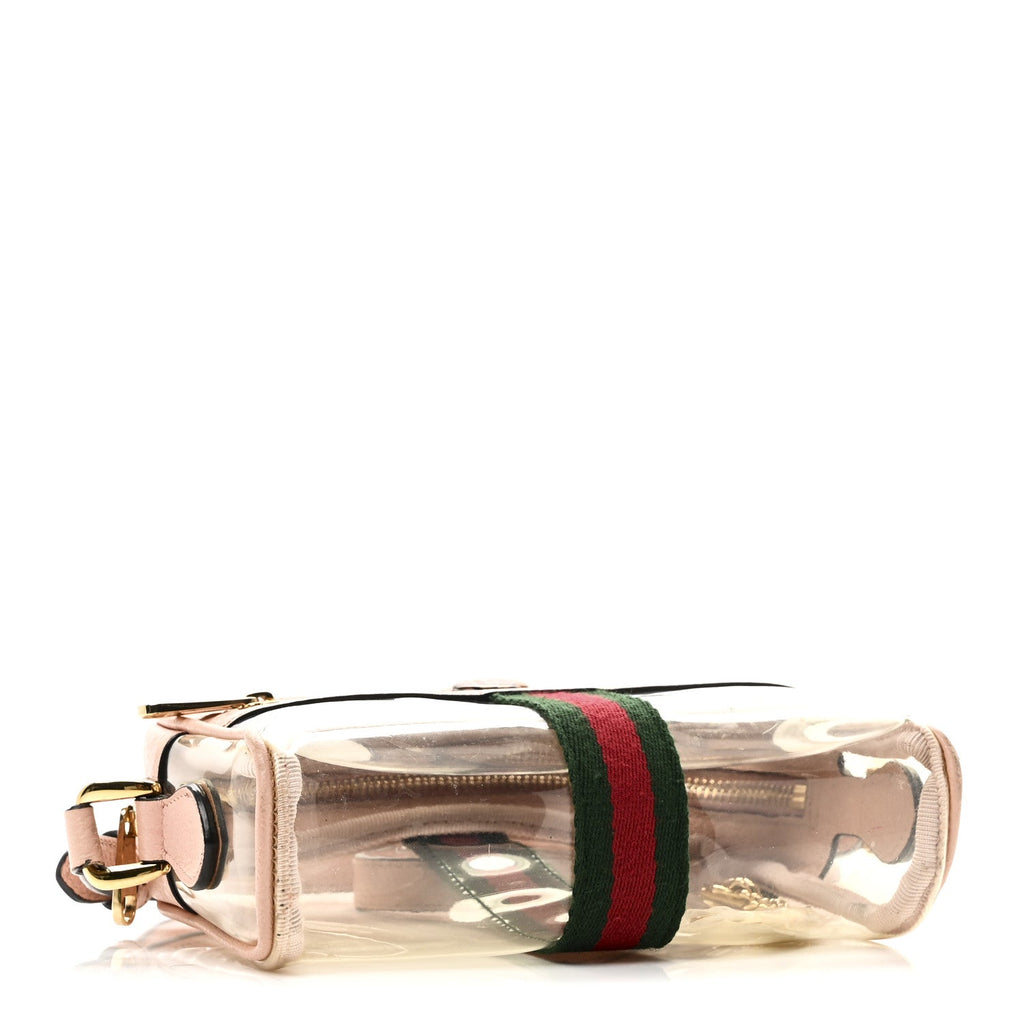 Gucci Vinyl Web Mini Ophidia Transparent Shoulder Bag Perfect Pink