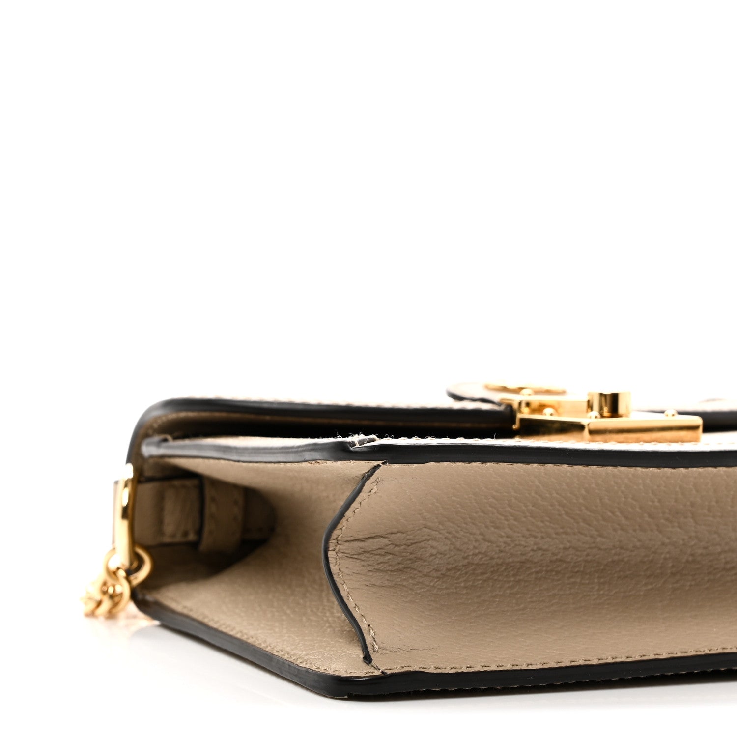 Gucci GG Supreme Monogram Textured Dollar Calfskin Web Mini Ophidia Padlock Top Handle Chain Shoulder Bag Beige Mystic White Oatmeal