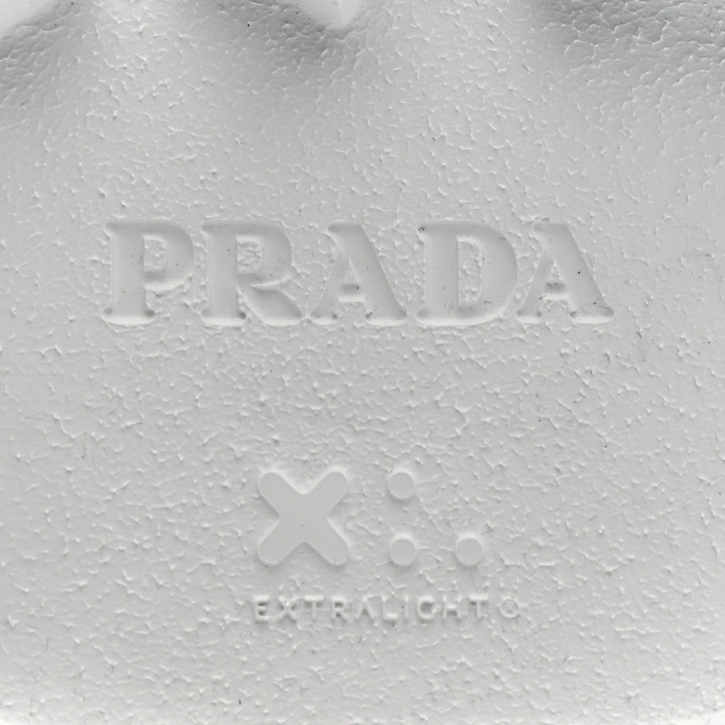 Prada Spazzolato Rois Re-Nylon Metal Triangle Logo Monolith Pouch Pocket 55mm Boots 40.5 White