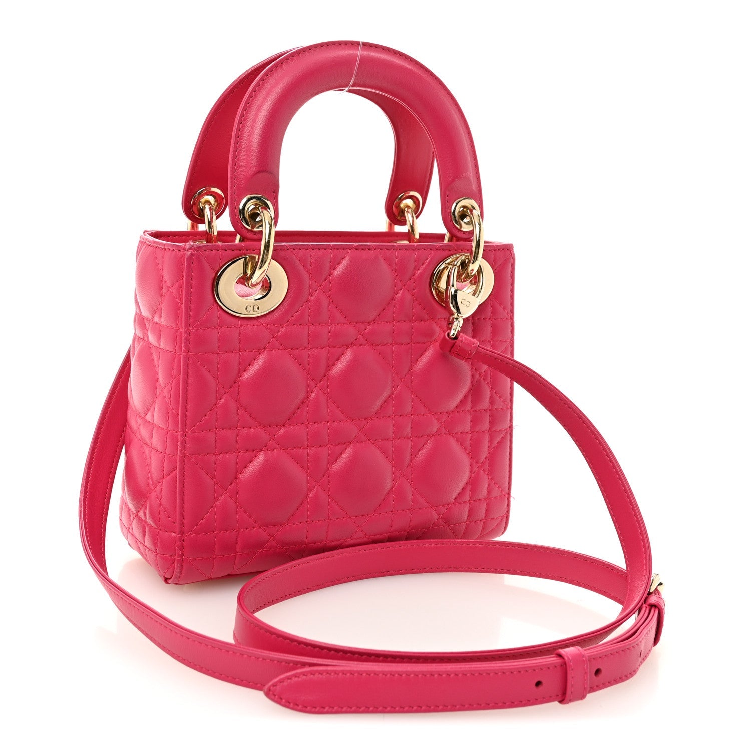 Christian Dior Lambskin Cannage Mini Lady Dior Pink