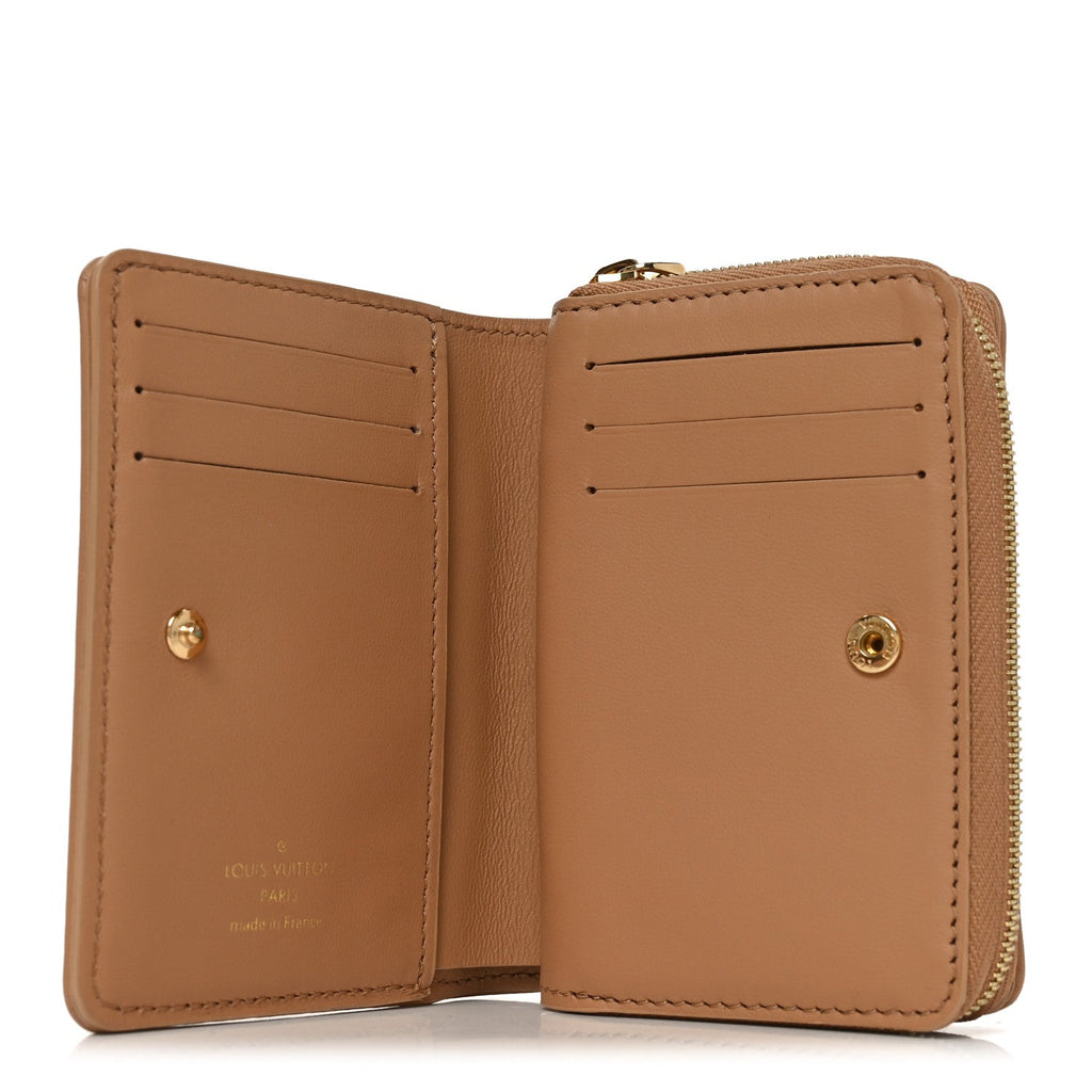 Louis Vuitton Lambskin Embossed Monogram Lou Coussin Wallet Camel