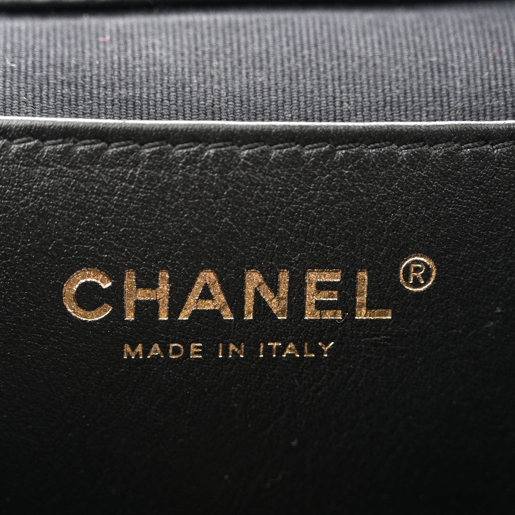 Chanel Lambskin Quilted Logo Mini Backpack Black