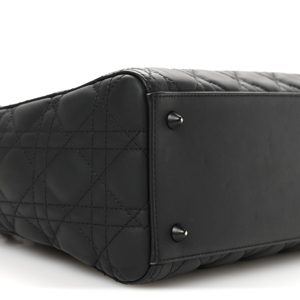 Christian Dior Ultra Matte Calfskin Cannage Medium Lady Dior Black