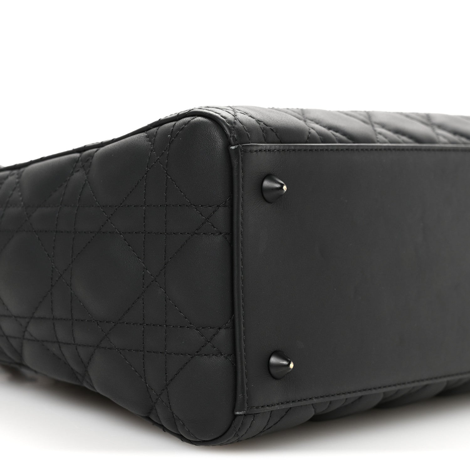 Christian Dior Ultra Matte Calfskin Cannage Medium Lady Dior Black
