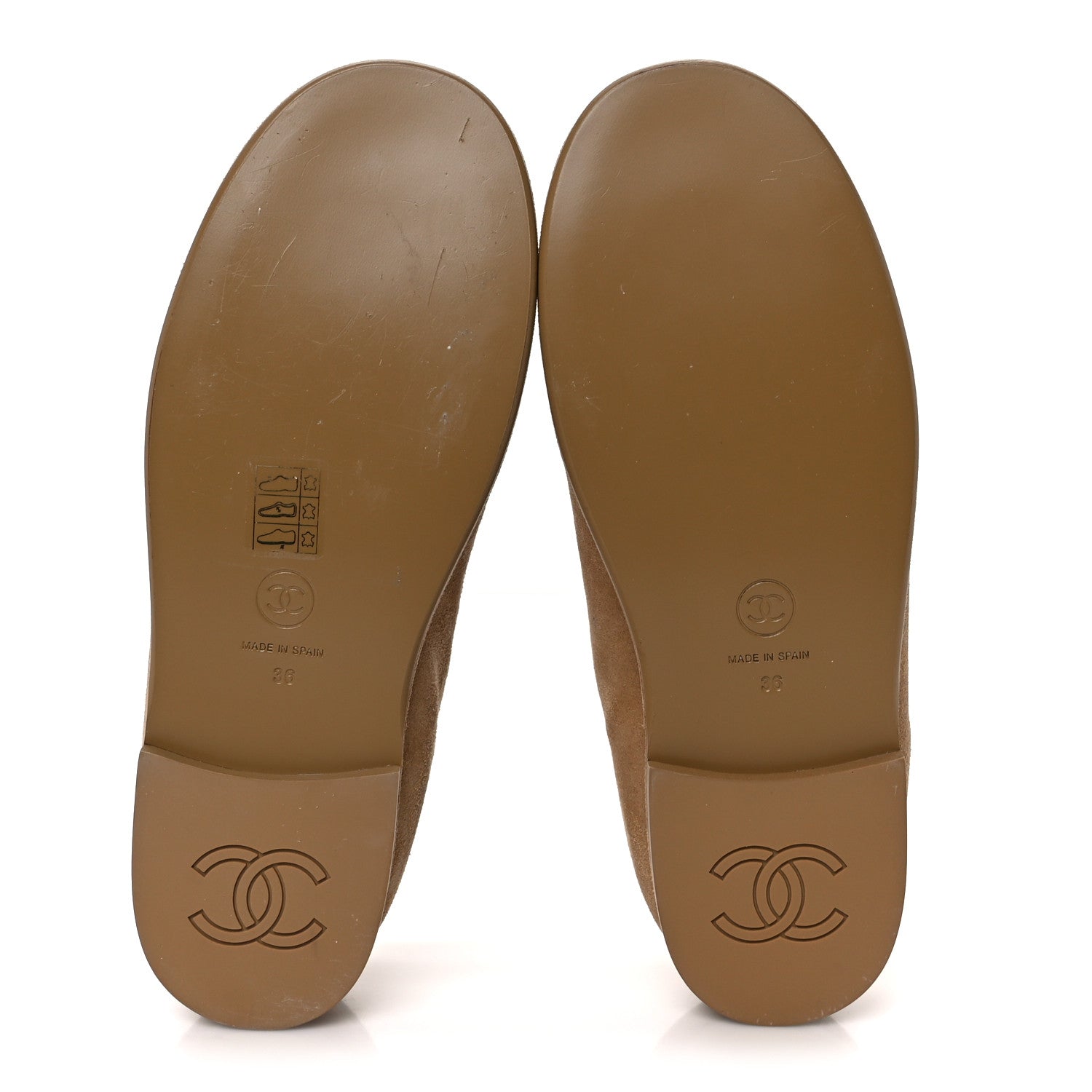 Chanel Suede Calfskin CC Loafers 36 Dark Beige