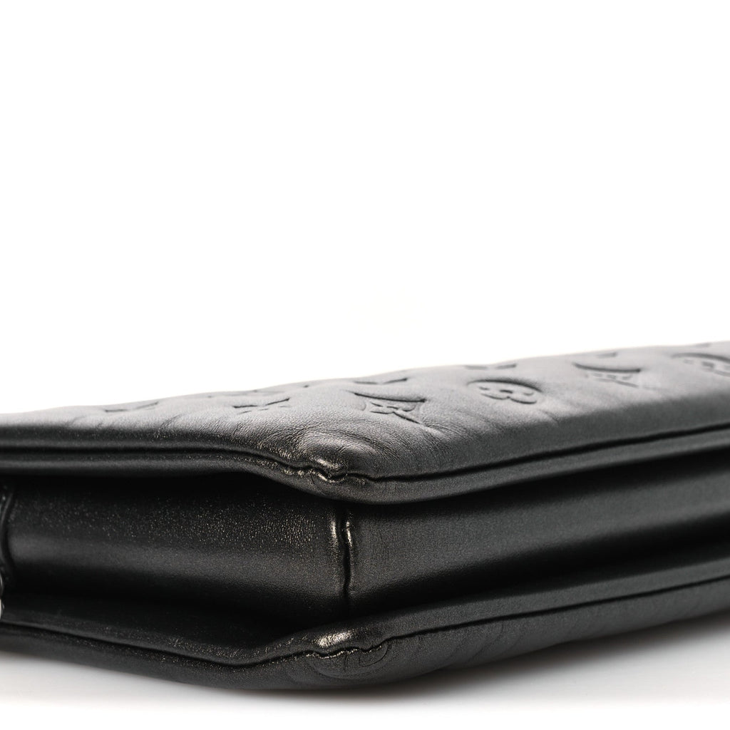 Louis Vuitton Lambskin Embossed Monogram Coussin PM Anthracite