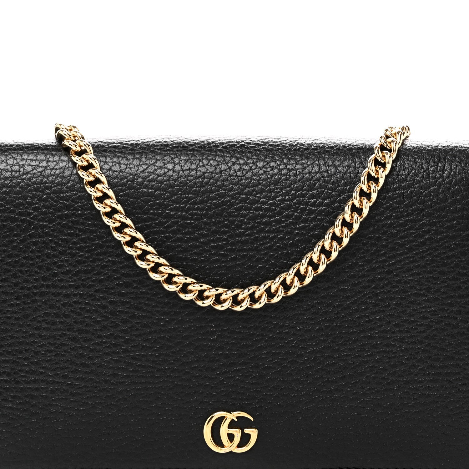 Gucci Calfskin Mini GG Marmont Chain Wallet Black