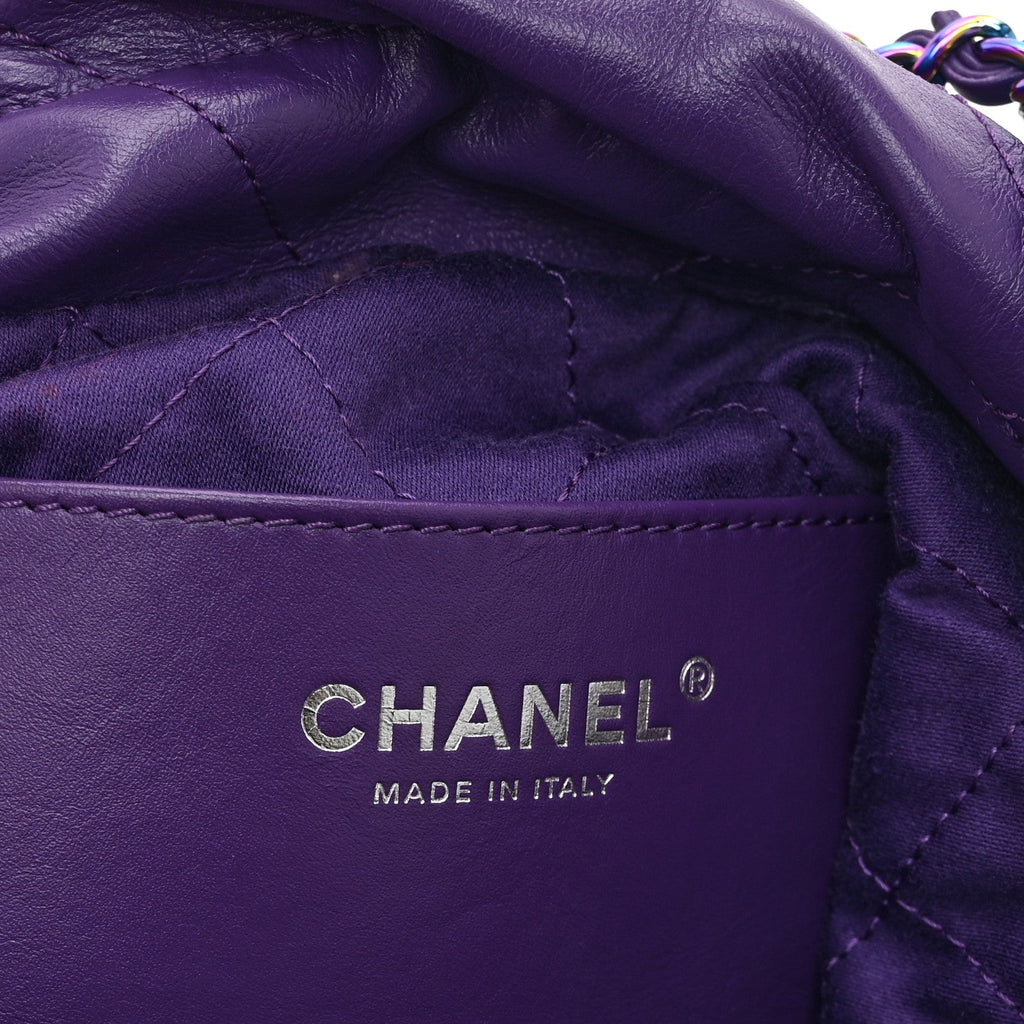 Chanel Shiny Calfskin Quilted Rainbow Mini Chanel 22 Purple