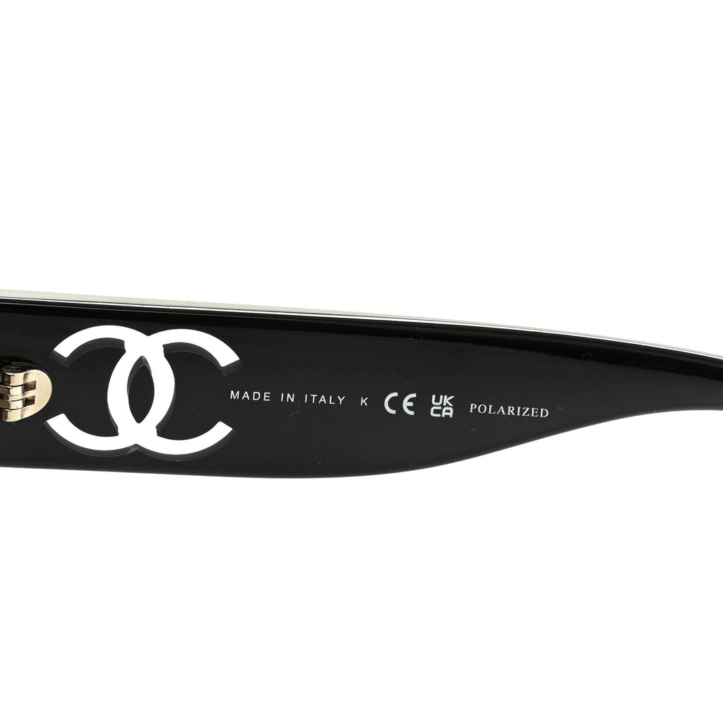 Acetate Nyon Oval CC Sunglasses 5528-A Black