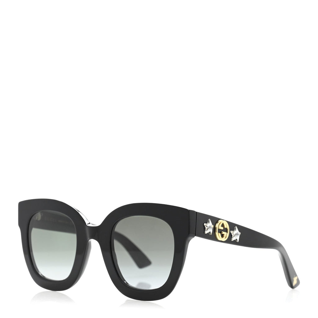 Gucci Round Frame Star Sunglasses GG0208S Black