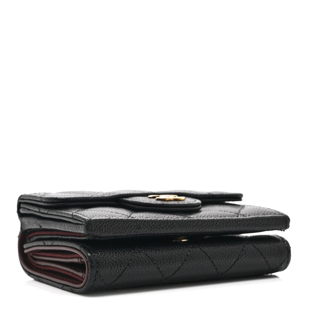 Caviar Quilted Double Flap Wallet Black