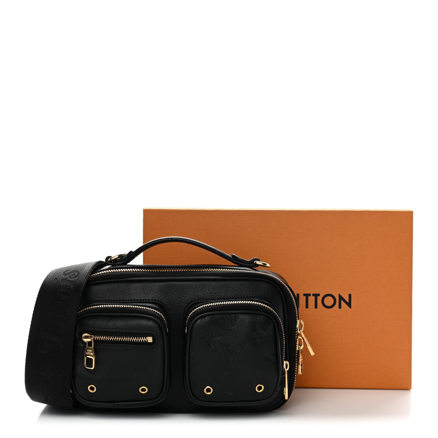 Louis Vuitton Calfskin Monogram Embossed Utility Crossbody Black