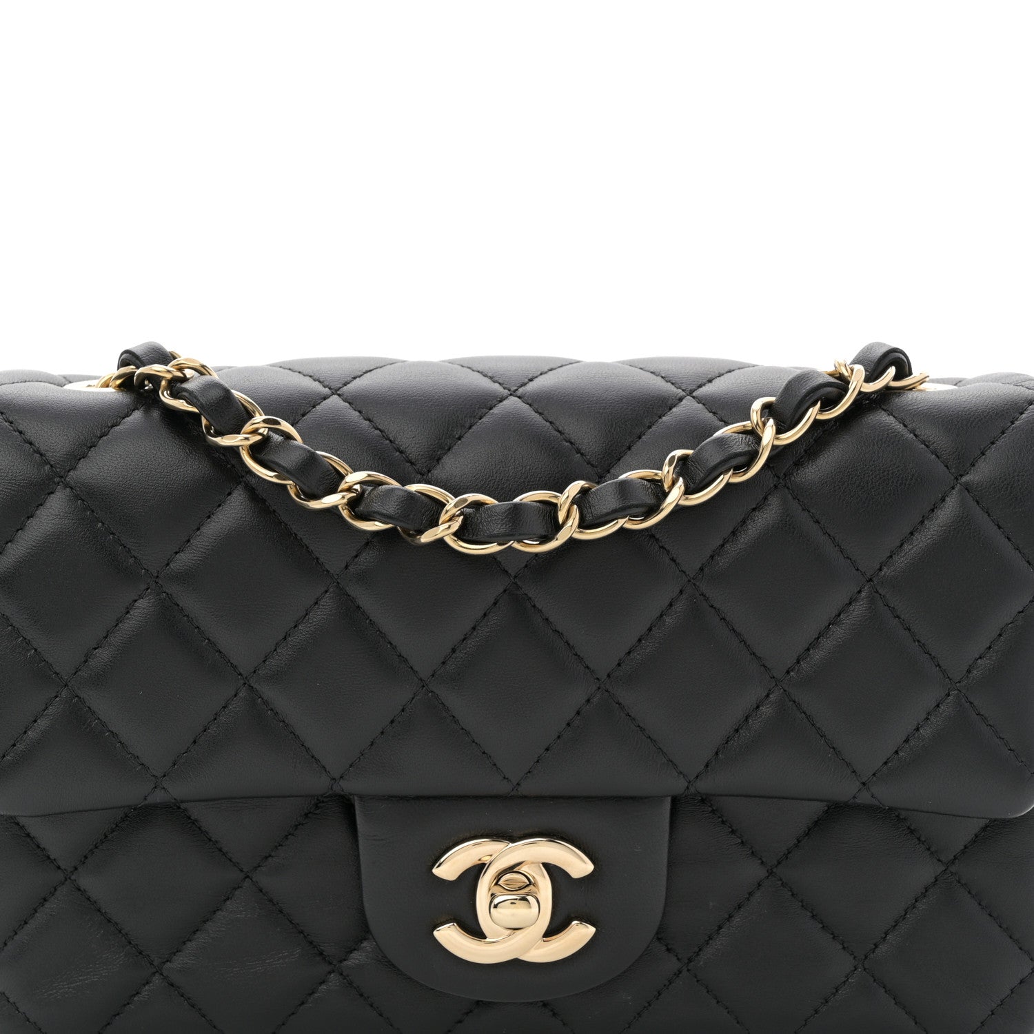 Chanel Lambskin Quilted Mini Rectangular Flap Black