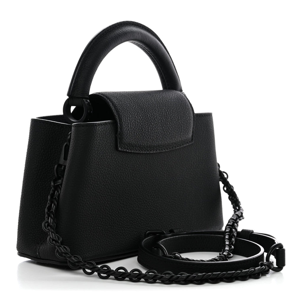 Louis Vuitton Matte Taurillon Capucines East West Mini All Black