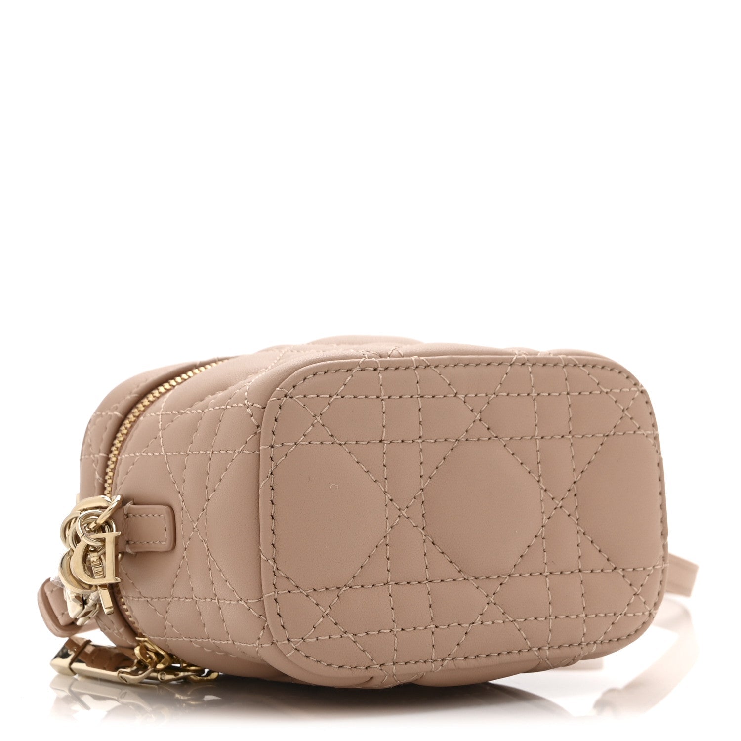 Christian Dior Lambskin Cannage Micro Lady Dior Vanity Case Rose Des Vents
