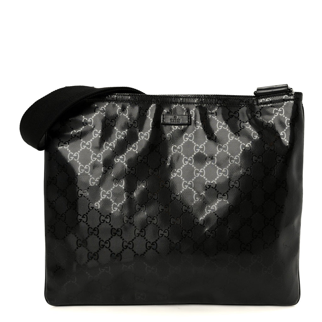 Gucci Imprime Monogram Medium Flat Messenger Bag Black