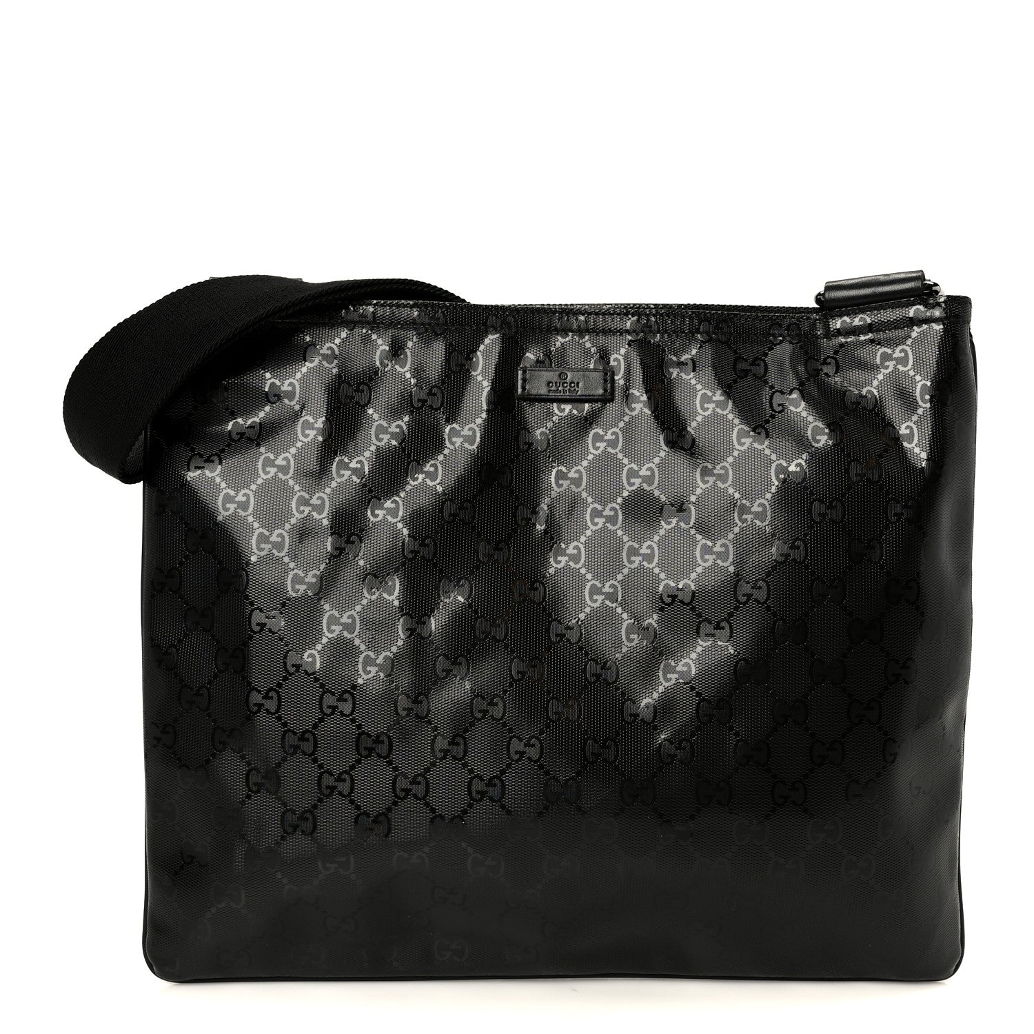 Gucci Imprime Monogram Medium Flat Messenger Bag Black