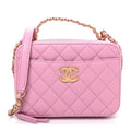 Chanel Caviar Quilted Pick Me Up Small Vanity Case Dark Pink