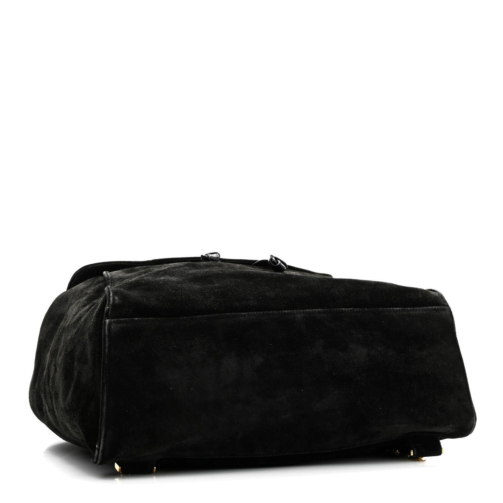 Chanel Suede CC Drawstring Backpack Black