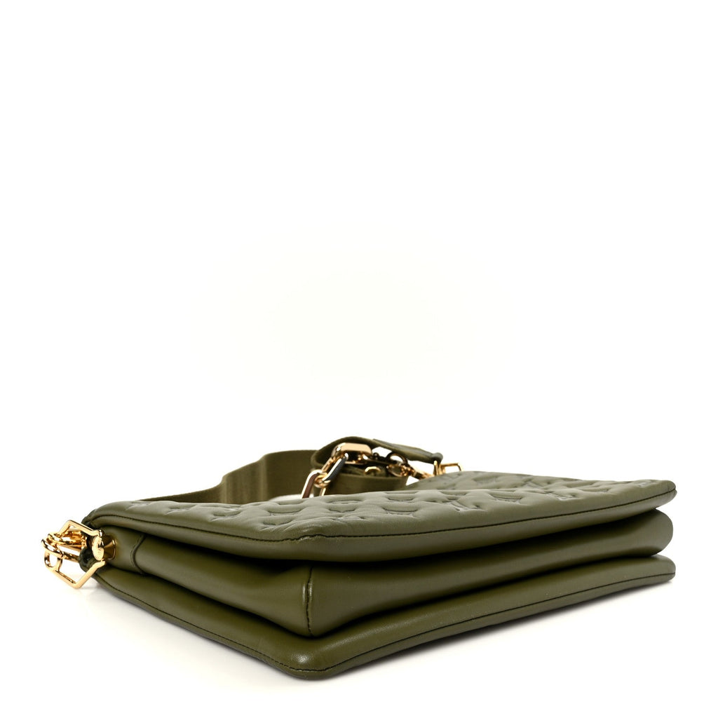 Louis Vuitton Lambskin Embossed Monogram Coussin MM Khaki
