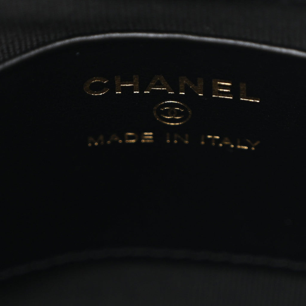 Chanel Shiny Crumpled Calfskin Quilted Nano 31 Shopping Bag Black