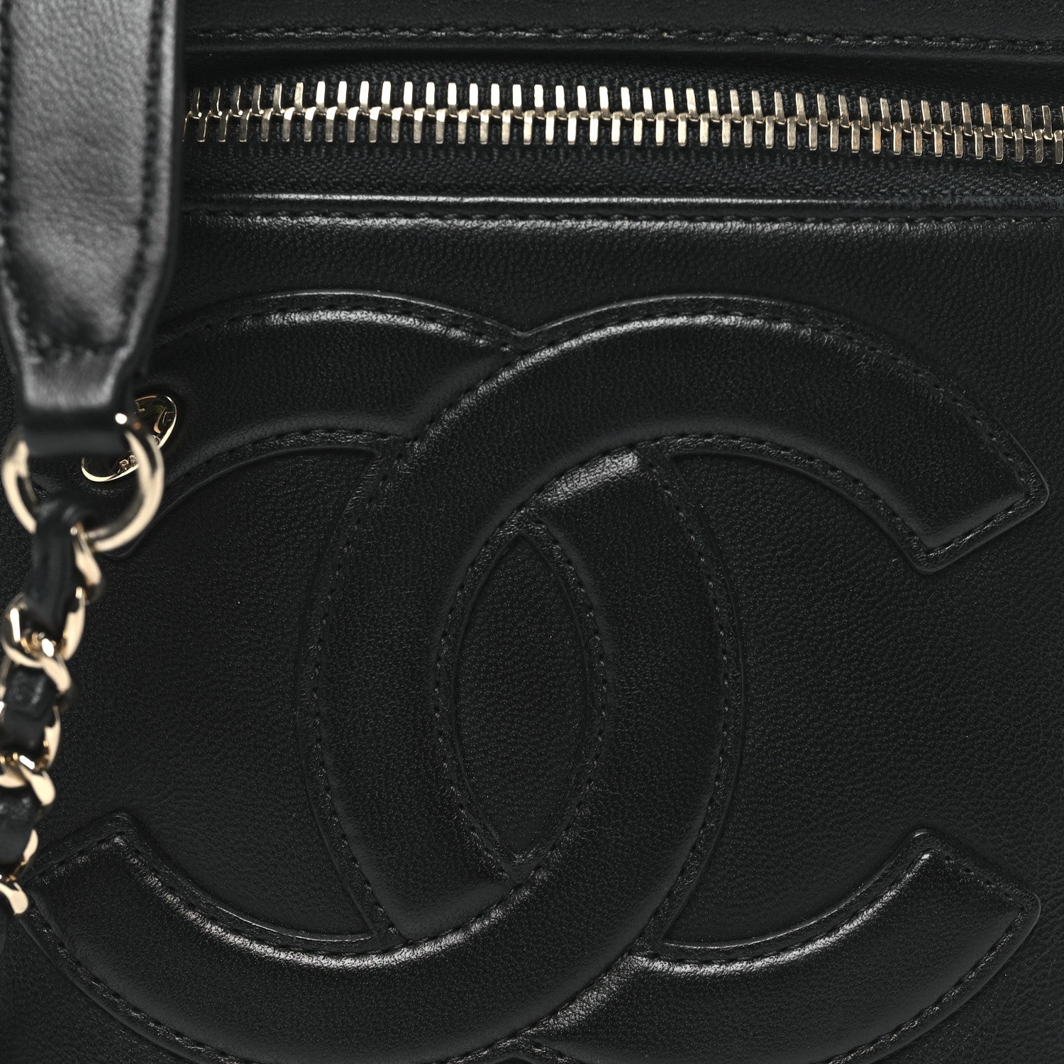 Chanel Lambskin Timeless Vanity Cosmetic Case Black