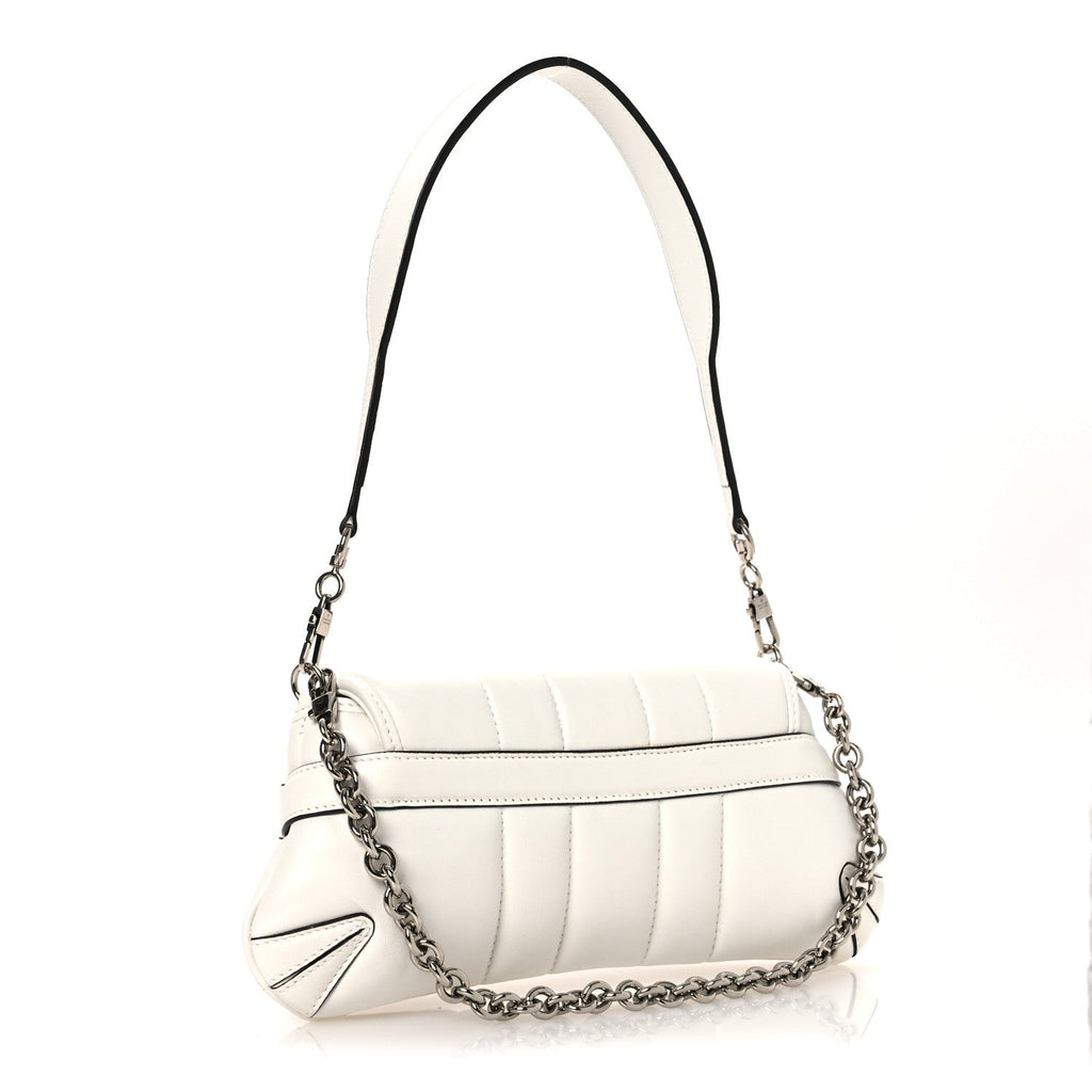 Gucci Nappa Vertical Matelasse Small Maxi Horsebit Chain Shoulder Bag Great White