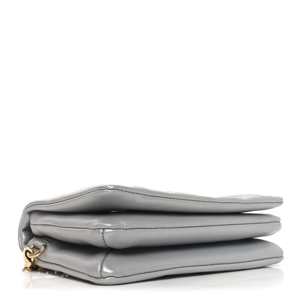 Louis Vuitton Metallic Lambskin Embossed Monogram Pochette Coussin Silver