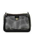 Chanel Mesh Shiny Lambskin Clutch With Chain Black