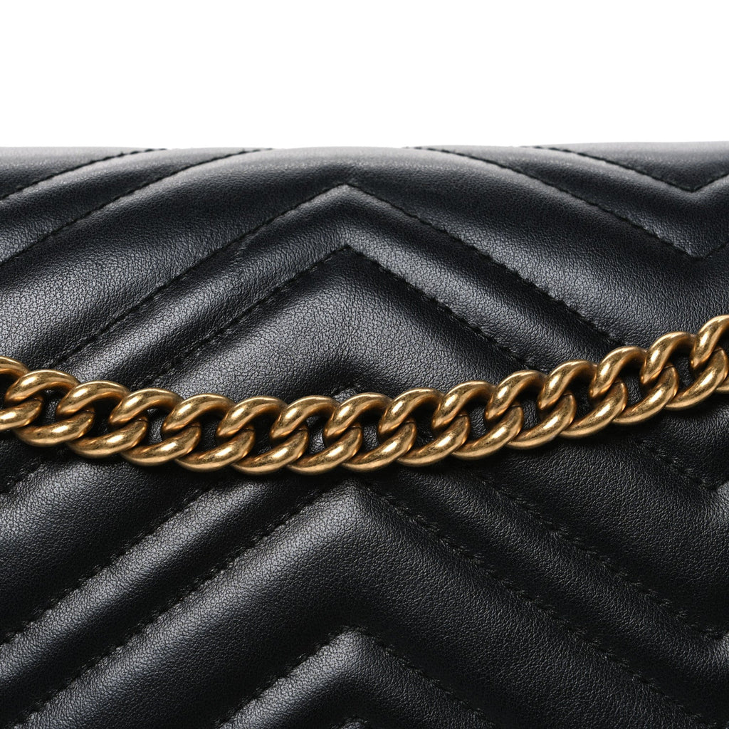 Gucci Calfskin Matelasse Medium GG Marmont Shoulder Bag Black