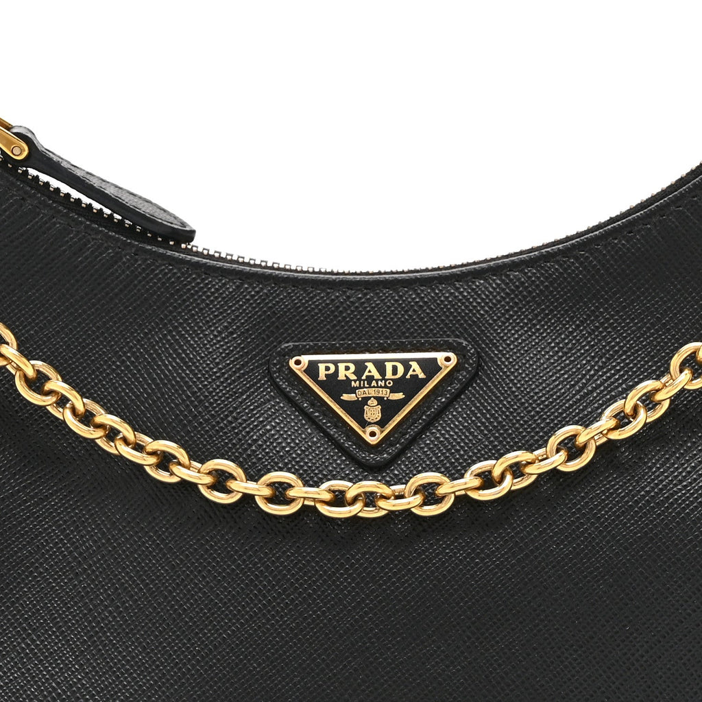 Prada Saffiano Lux Re-Edition 2005 Shoulder Bag Black