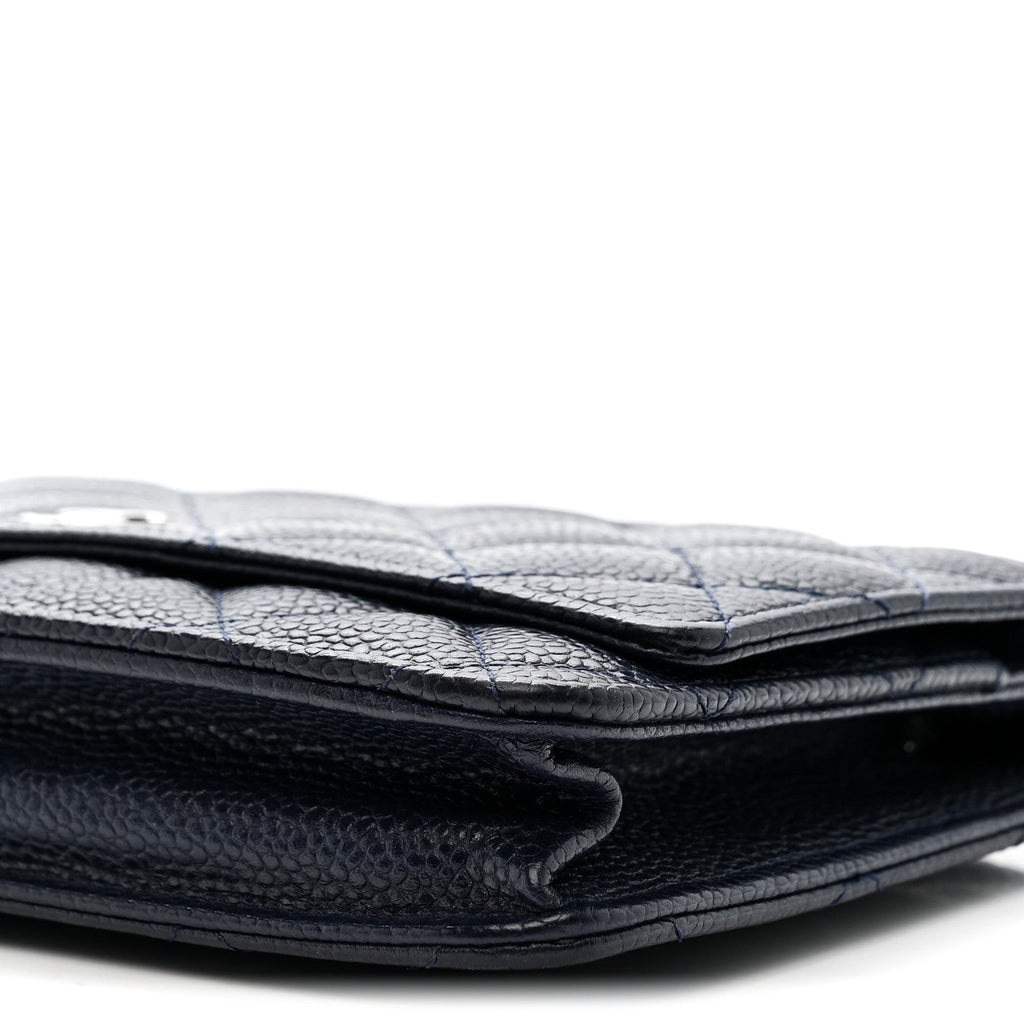 Chanel Caviar Quilted Wallet on Chain WOC Navy Blue