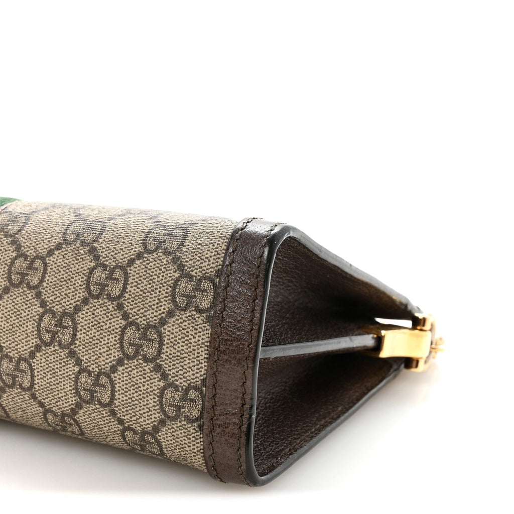 Gucci GG Supreme Monogram Web Small Ophidia Chain Shoulder Bag Brown