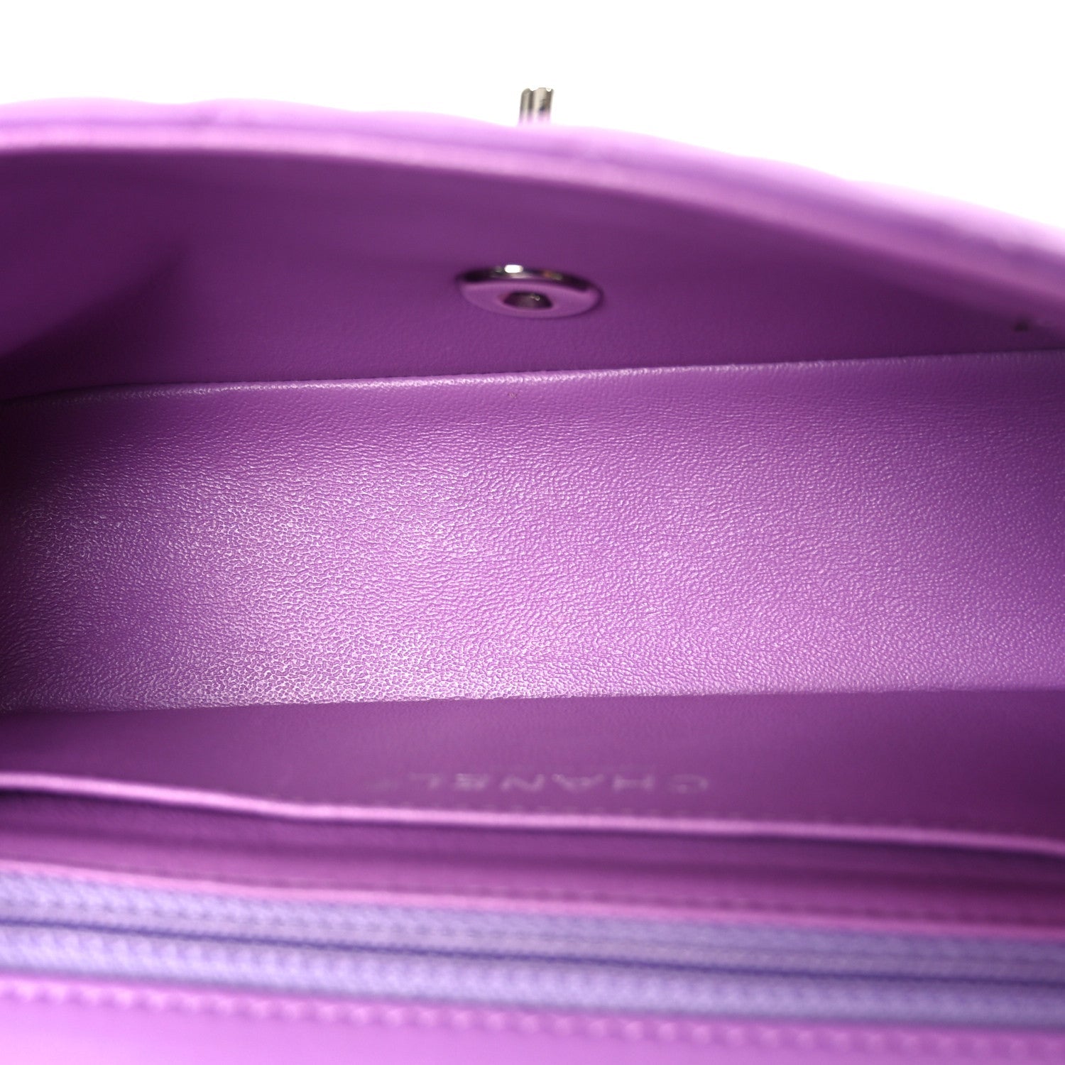 Chanel Lambskin Quilted Mini Rectangular Flap Purple