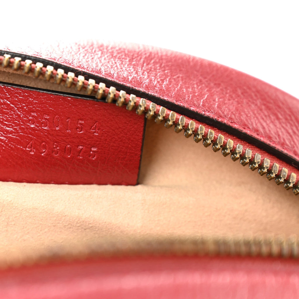 Gucci Glazed Calfskin Matelasse Heart Mini GG Marmont Round Shoulder Bag Romantic Cerise