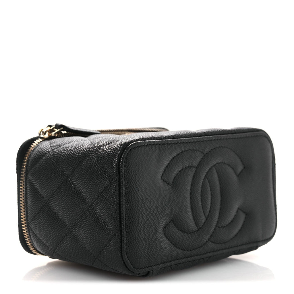 Chanel Caviar Quilted Small Vanity Case With Chain Black
