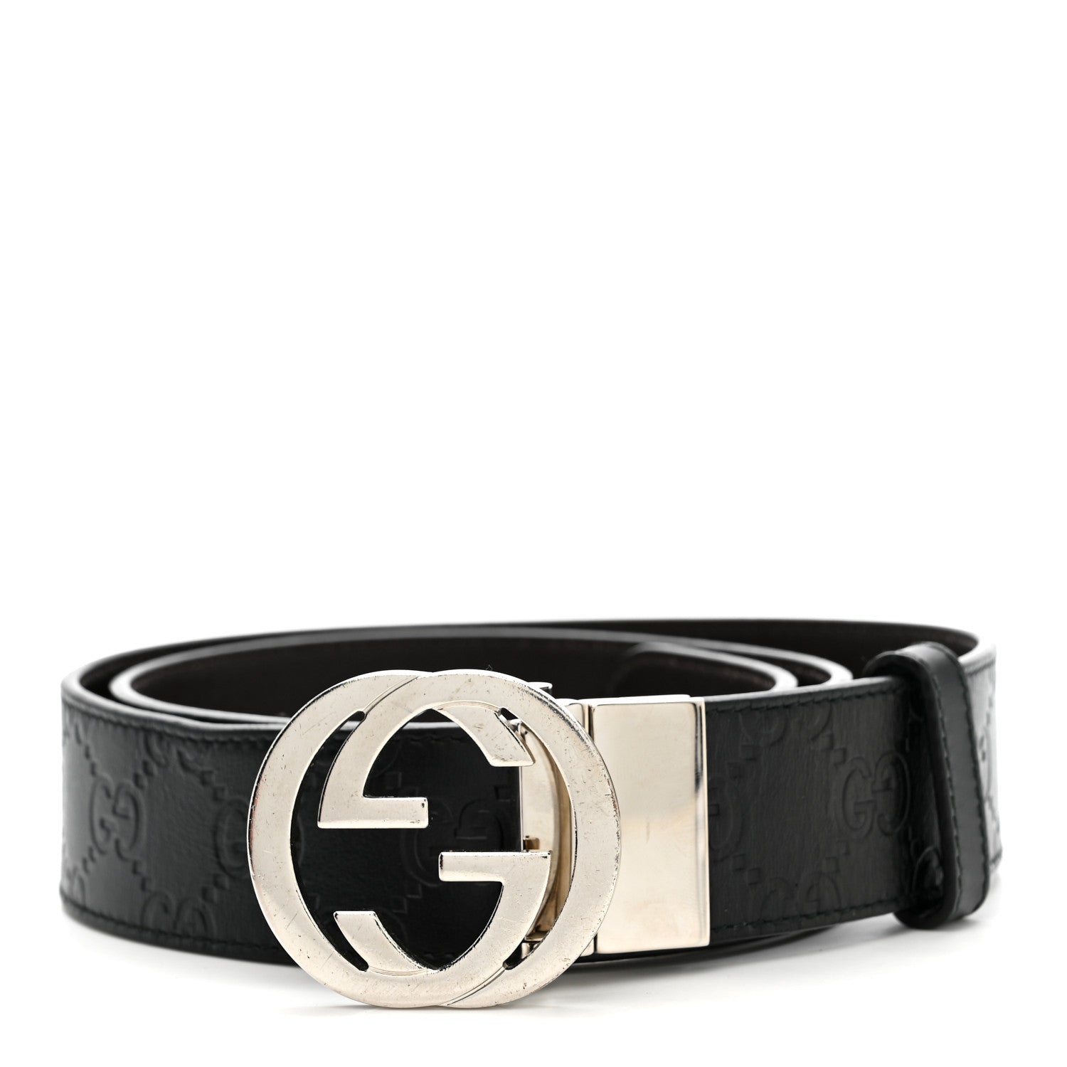 Gucci Guccissima Signature Interlocking G 37mm Belt 85 34 Black