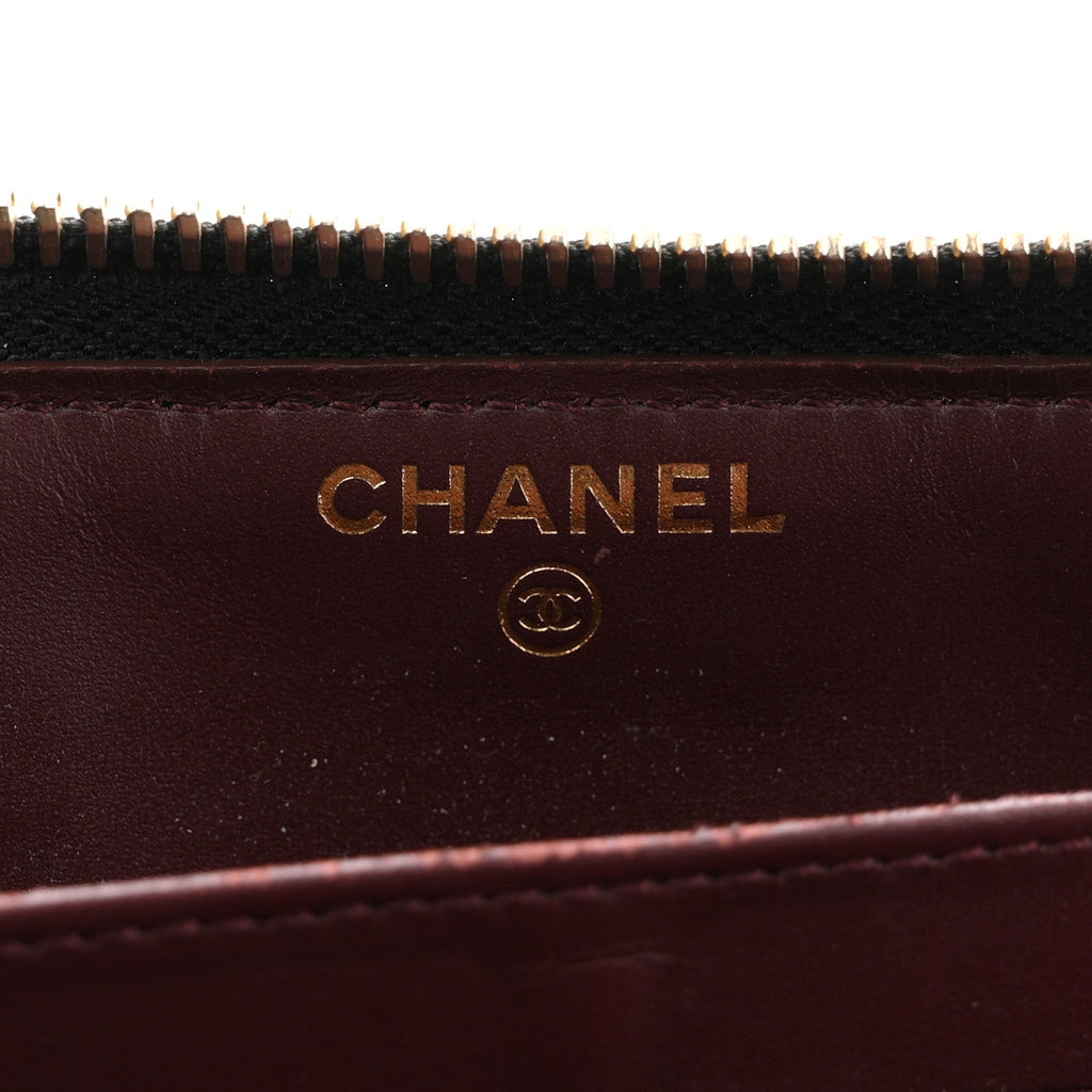 Caviar Quilted Large Gusset Zip Around Wallet Black