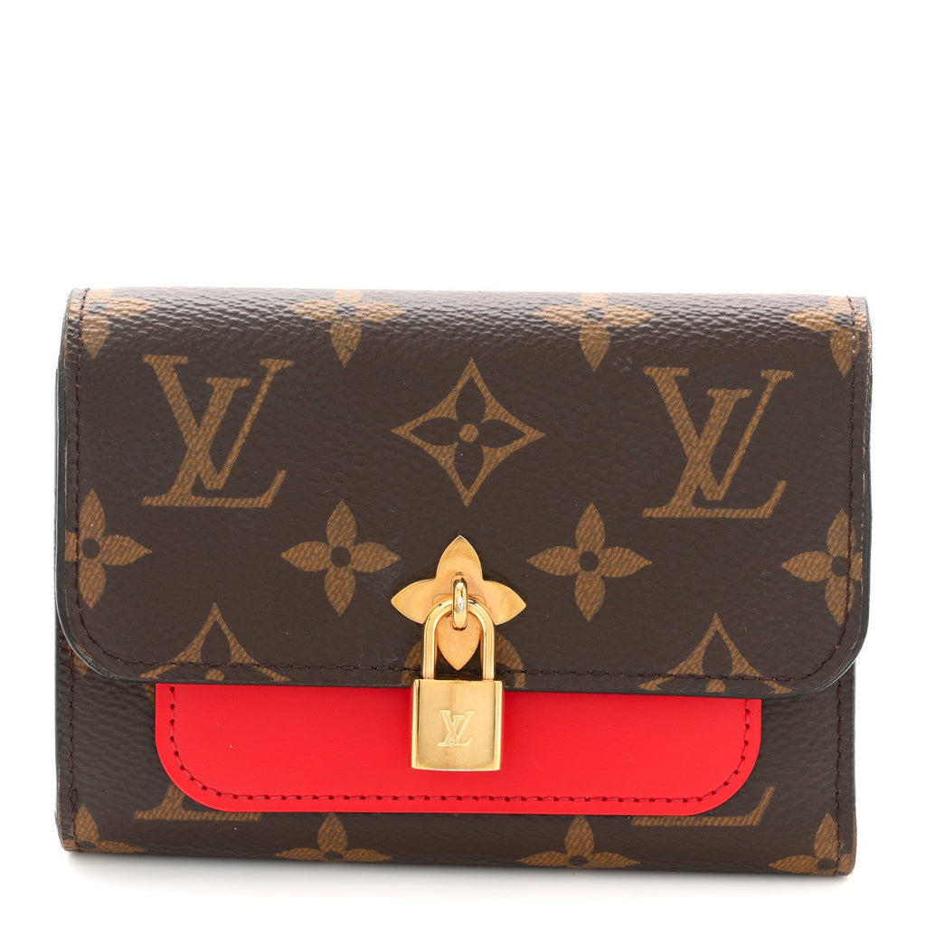 Louis Vuitton Monogram Flower Lock Compact Wallet Coquelicot
