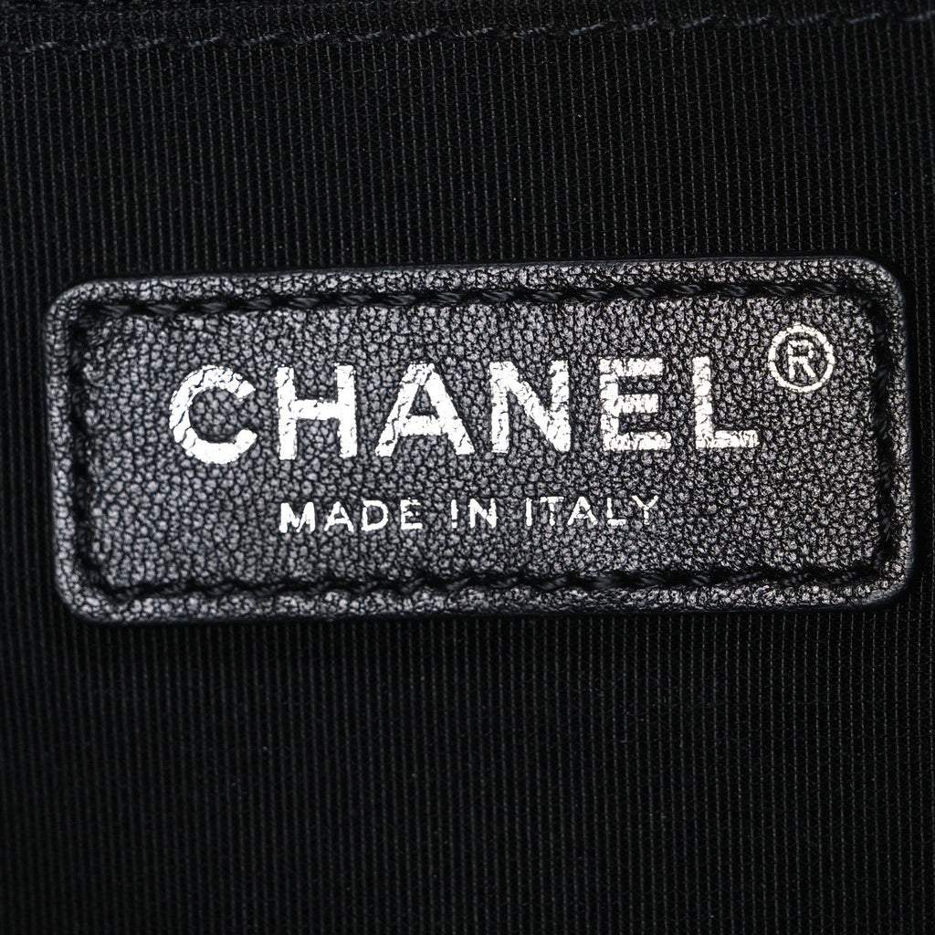 Chanel Metallic Lambskin Signe Bowling Bag Black