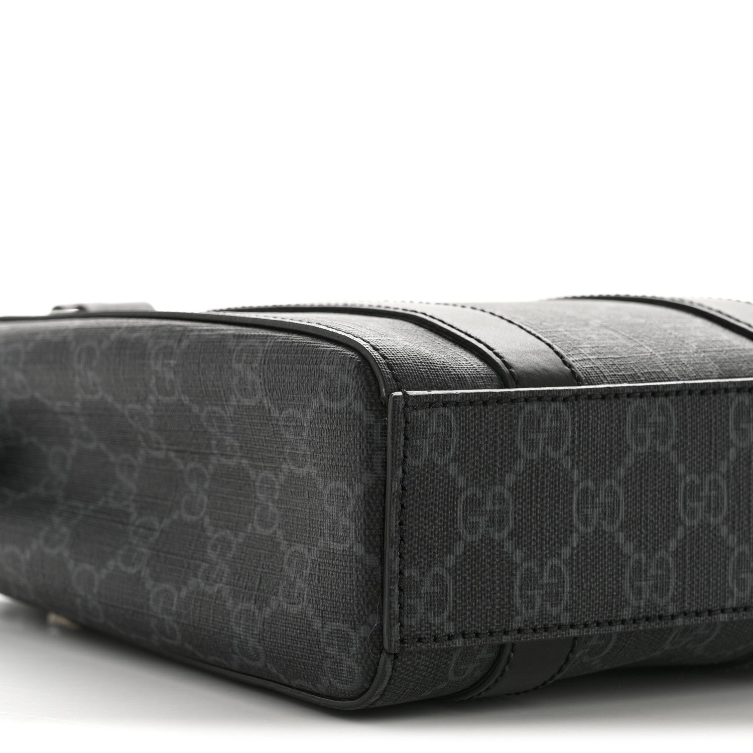 Gucci GG Supreme Monogram Appia Calfskin Web Mini Tote Bag Black