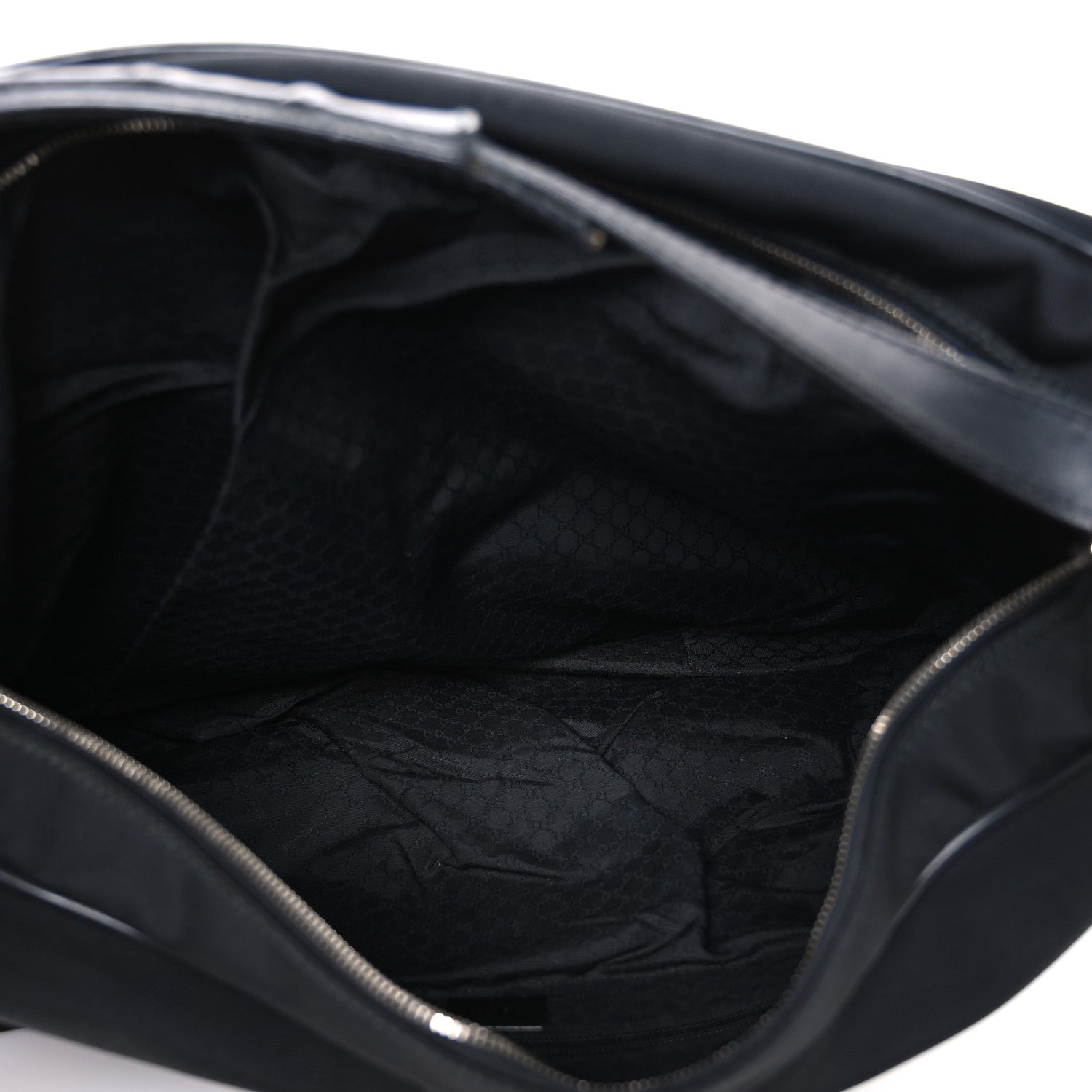 Gucci Calfskin Canvas Double Zip Large Travel Bag Black