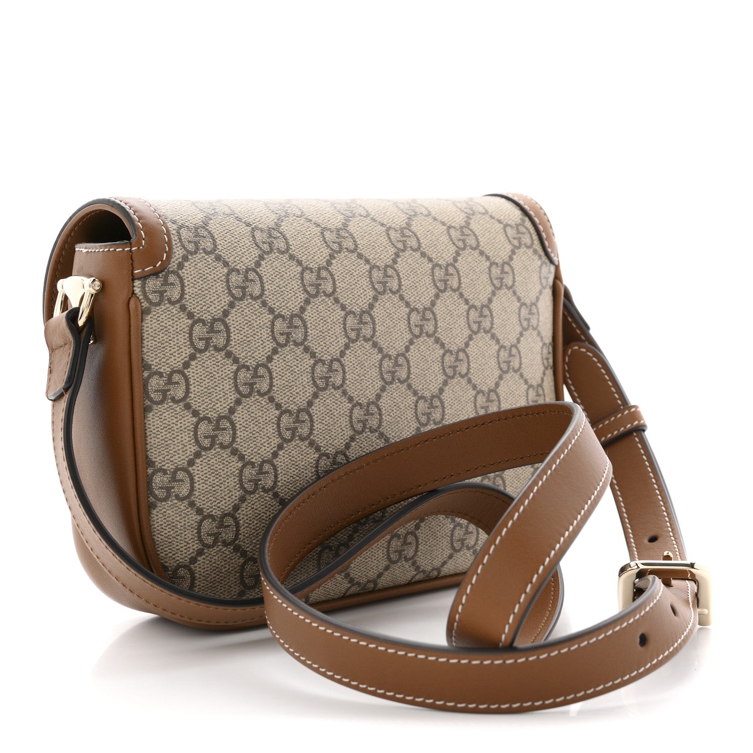 Gucci GG Supreme Monogram Duomo Lux Horsebit 1955 Soft Small Shoulder Bag Beige Ebony Sundial
