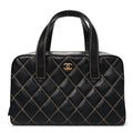 Chanel Calfskin Wild Stitch Top Handle Bag Black