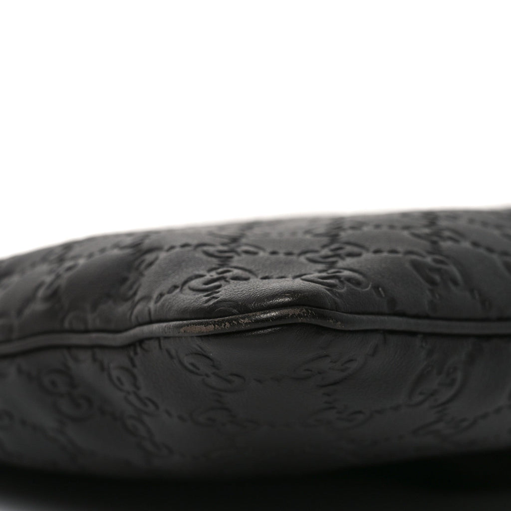 Gucci Guccissima Medium Flat Messenger Bag Black